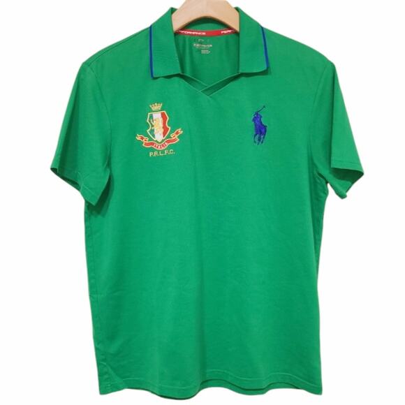 Ralph Lauren Sport Performance Green Polo Shirt Italia Crest Big Pony Size L - Picture 1 of 10